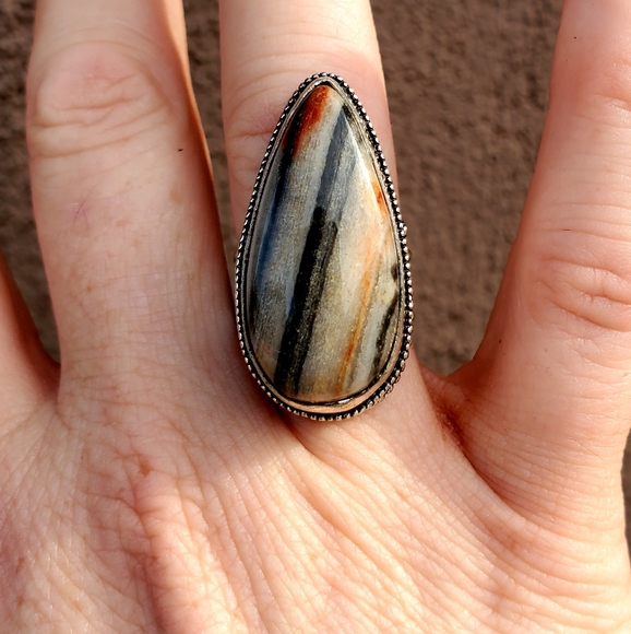 New Amazing Picasso Jasper 925 Silver Ring. - Picture 14 of 14